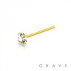 GOLD PLATED PRONG SET CZ 925 STERLING SILVER CLEAR NOSE PIN PACKAGE